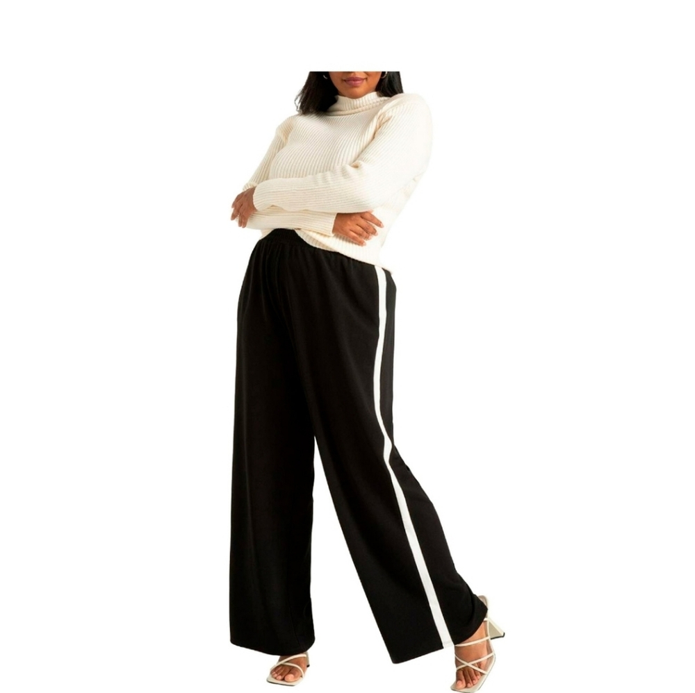 Sporty Wide Leg Stripe Trousers